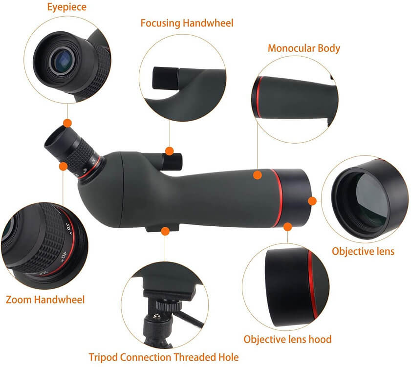 Gumo 20-60x60 Spotting Scope with Tripod,HD BAK4 Prism Full Multi-Coated Lens